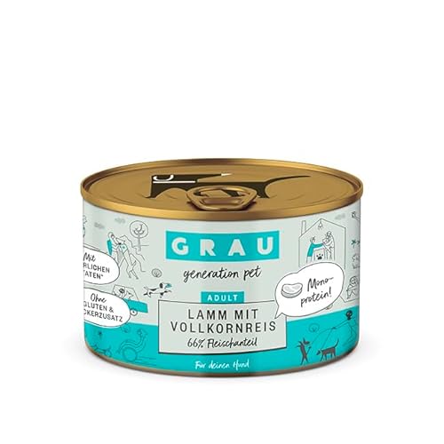 Grau – das Original – Nassfutter für Hunde - Lamm mit Vollkornreis, 1er Pack (1 x 200 g) von Grau