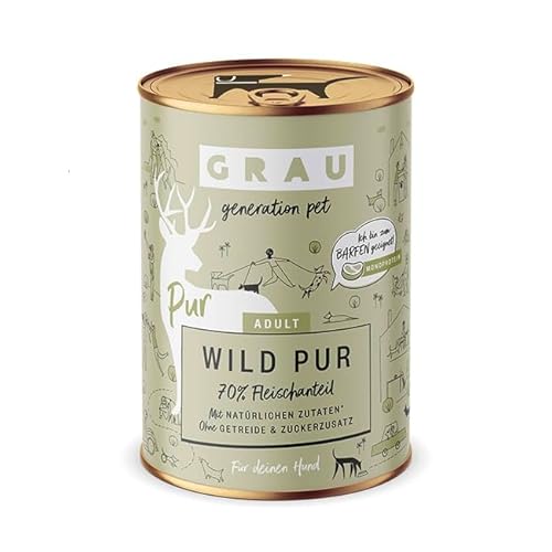 Grau – das Original – Nassfutter für Hunde - Wild Pur, 1er Pack (1 x 400 g) von Grau