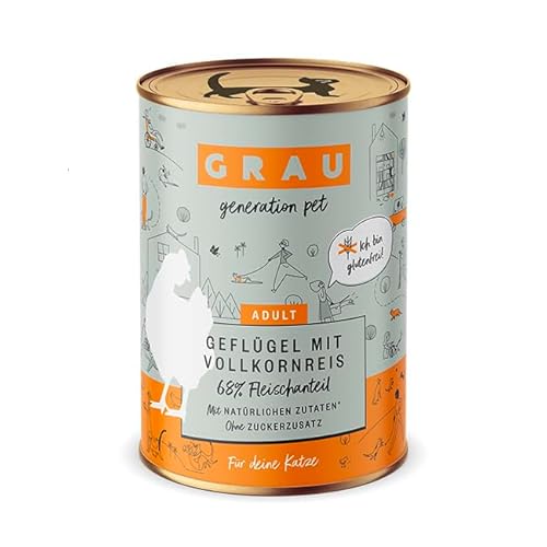 Grau – das Original – Nassfutter für Katzen - Geflügel mit Vollkornreis, 1er Pack (1 x 400 g) von Grau