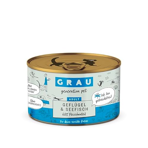 Grau – das Original – Nassfutter für Katzen - Geflügel & Seefisch, 1er Pack (1 x 200 g) von Grau