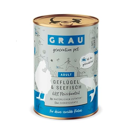 Grau – das Original – Nassfutter für Katzen - Geflügel & Seefisch, 1er Pack (1 x 400 g) von Grau