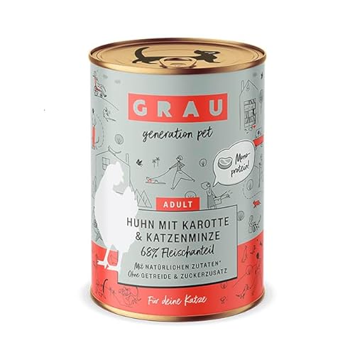 Grau – das Original – Nassfutter für Katzen - Huhn mit Karotte & Katzenminze, 1er Pack (1 x 400 g) von Grau