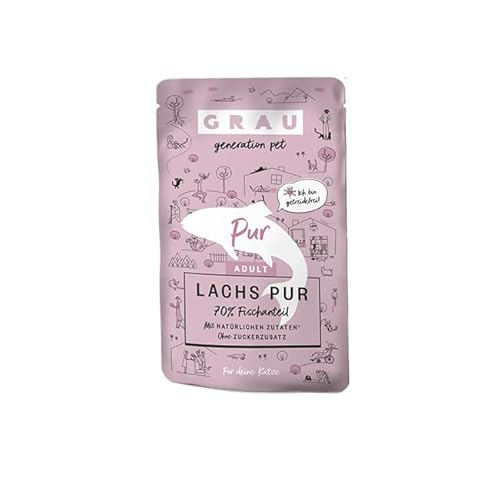 Grau – das Original – Nassfutter für Katzen - Lachs pur (Pouchbeutel), 1er Pack (1 x 125 g) von Grau