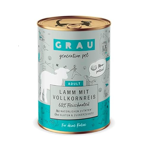 Grau – das Original – Nassfutter für Katzen - Lamm mit Vollkornreis, 1er Pack (1 x 400 g) von Grau