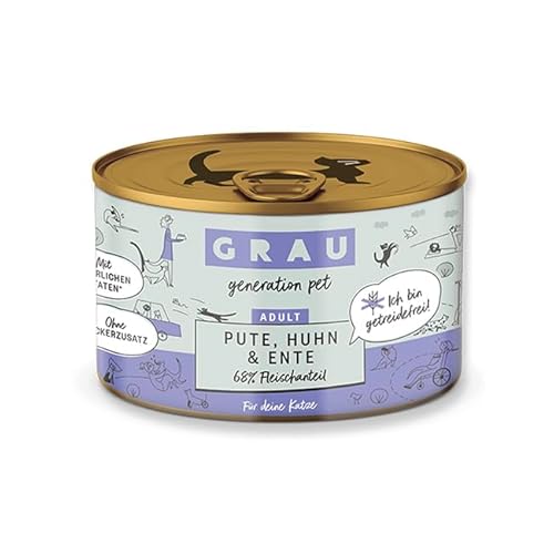 Grau – das Original – Nassfutter für Katzen - Pute, Huhn & Ente, 1er Pack (1 x 200 g) von Grau