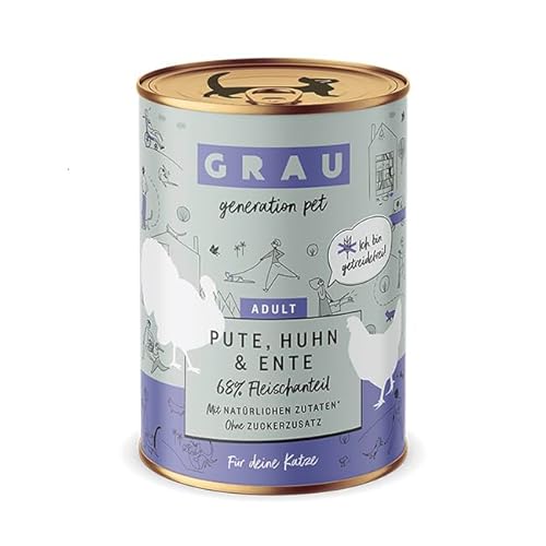 Grau – das Original – Nassfutter für Katzen - Pute, Huhn & Ente, 1er Pack (1 x 400 g) von Grau