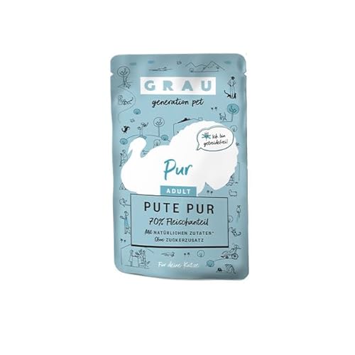 Grau – das Original – Nassfutter für Katzen - Pute pur (Pouchbeutel), 1er Pack (1 x 125 g) von Grau