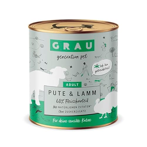 Grau – das Original – Nassfutter für Katzen - Pute & Lamm, 1er Pack (1 x 800 g) von Grau