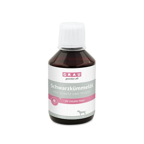 GRAU - das Original - 100 % eines Schwarzkümmel-Öl kaltgepresst, unterstützt das Immunsystem, 1er Pack (1 x 250 ml), Einzelfuttermittel für Hunde & Katzen von Grau