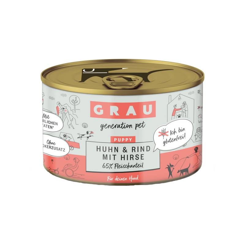 GrauDST -  PUPPY/JUN Huhn,Rind&Hirse 6x200g von Grau