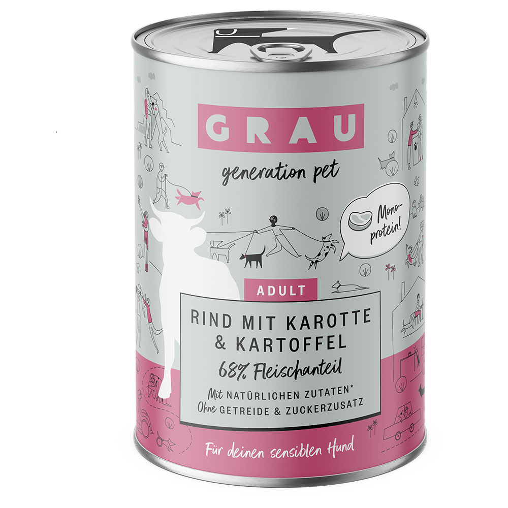 Sparpaket GRAU 24 x 400 g - Rind mit Karotte & Kartoffel von Grau