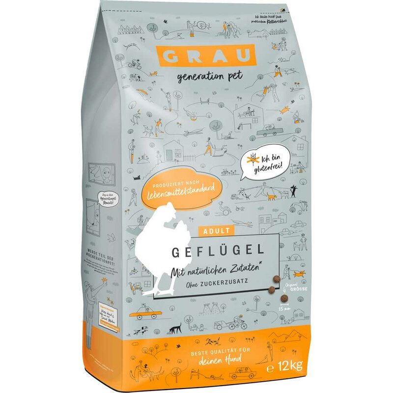 Grau Adult Geflügel 12 kg (4,75 € pro 1 kg) von Grau