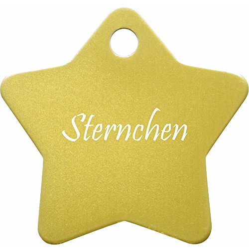 Hundemarke Stern mit Gravur auf Einer Seite (M (37x37mm), gelb) von GravoTech