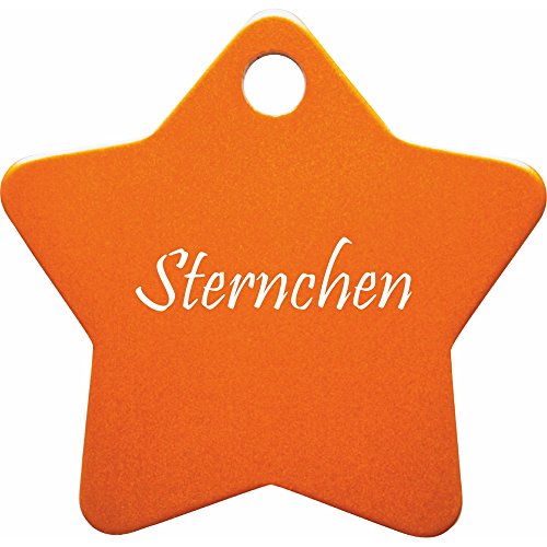 Hundemarke Stern mit Gravur auf Einer Seite (M (37x37mm), orange) von GravoTech