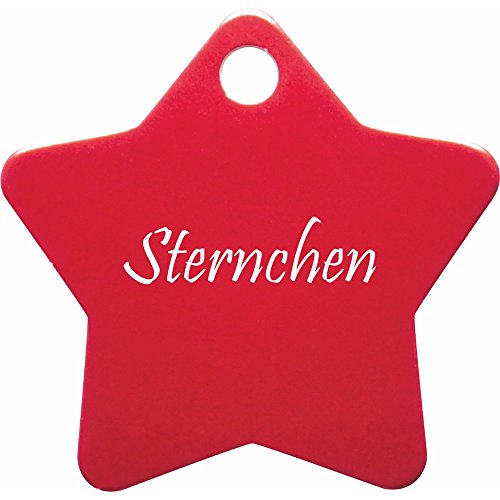 Hundemarke Stern mit Gravur auf Einer Seite (M (37x37mm), rot) von GravoTech