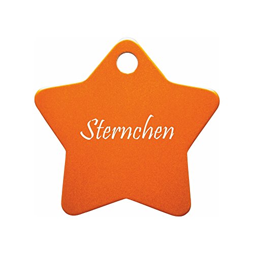 Hundemarke Stern mit Gravur auf Einer Seite (S (27x27mm), orange) von GravoTech