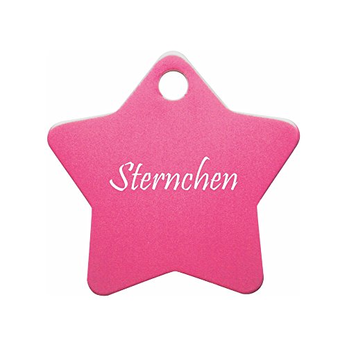 Hundemarke Stern mit Gravur auf Einer Seite (S (27x27mm), rosa) von GravoTech