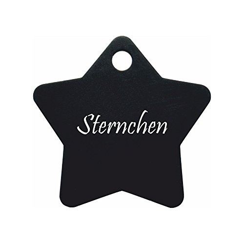 Hundemarke Stern mit Gravur auf Einer Seite (S (27x27mm), schwarz) von GravoTech