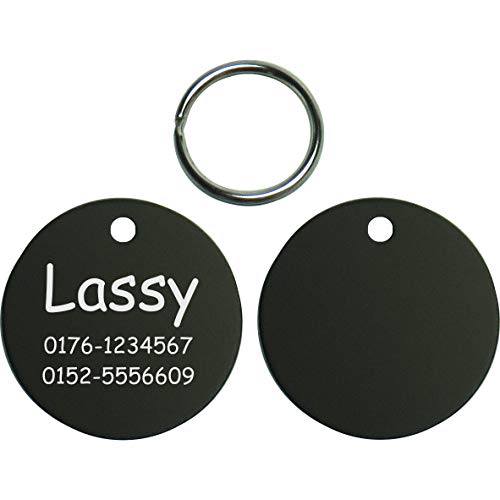 einfache runde Hundemarke mit Gravur auf Einer Seite (M (30mm), schwarz) von GravoTech