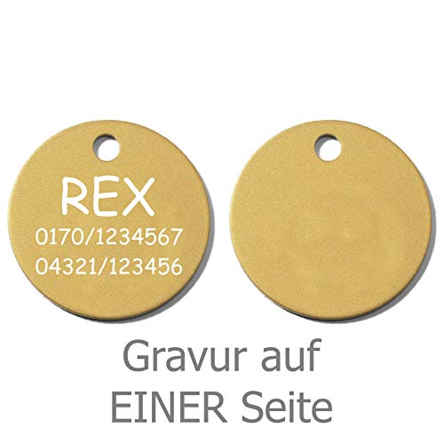 einfache runde Hundemarke mit Gravur auf Einer Seite (S (25mm), gelb) von GravoTech