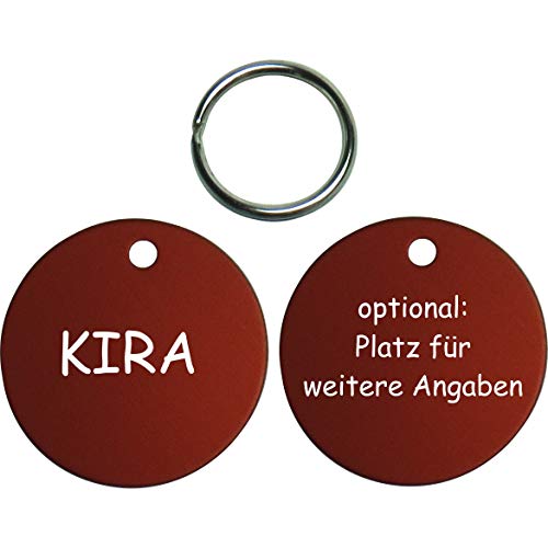 einfache runde Hundemarke mit Gravur auf beiten Seiten (M (30mm), rot) von GravoTech