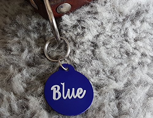 2 Stück Hundemarken Rund Adressanhänger aus Aluminium, Gravur möglich Dog Tag (Blau) von Gravuren.store