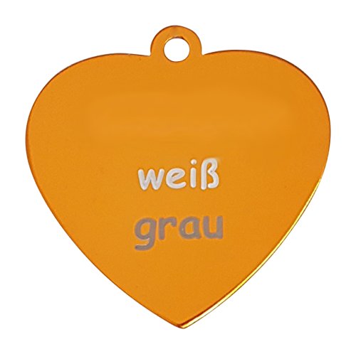 Aluminium Hundemarken mit Befestigungsring Motiv "Herz" Farbe Gold inclusive Lasergravur, Schriftart und Sonderzeichen nach Ihren Wünschen Maße 36 mm x 37 mm Beidseitig gravierbar ohne Aufpreis (Stückzahl 1) von Gravuren.store