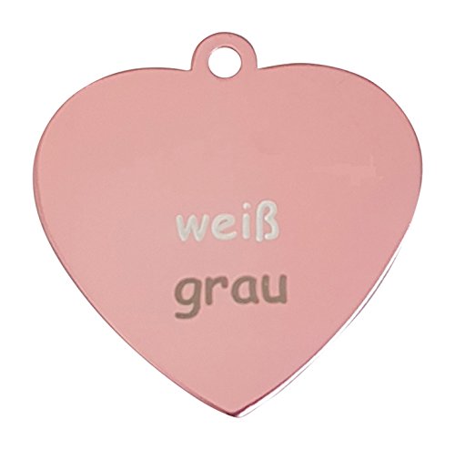 Aluminium Hundemarken mit Befestigungsring Motiv "Herz" Farbe Rose inclusive Lasergravur, Schriftart und Sonderzeichen nach Ihren Wünschen Maße 36 mm x 37 mm Beidseitig gravierbar ohne Aufpreis (Stückzahl 1) von Gravuren.store