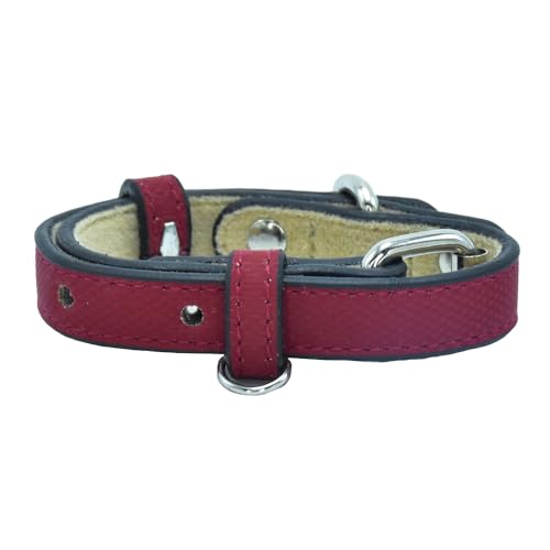 Leder-Katzenhalsband mit personalisiertem Namensschild, Komfort-Haustier-Sicherheitshalsband, Kätzchenhalsband (mehrfarbig erhältlich), Größe S (Schwarz, Rot, 2) von Gray&White