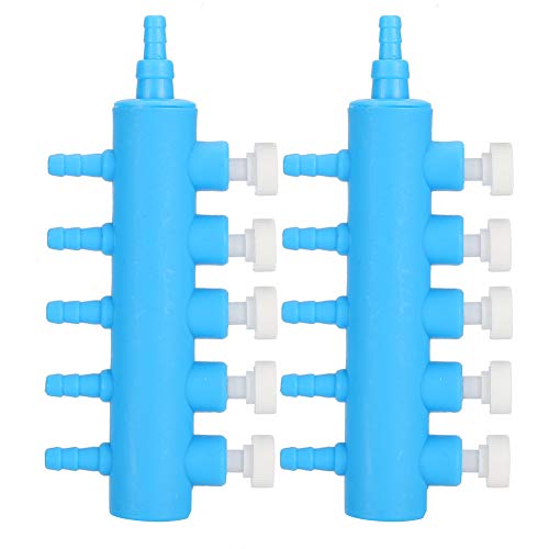 Grcfumo 2 Stück 4 mm Luftverteiler für Aquarien, 5 Arten Kunststoff-Luftrohrverteiler, Sauerstoffpumpenadapter für Aquarien (One Point and Five) von Grcfumo