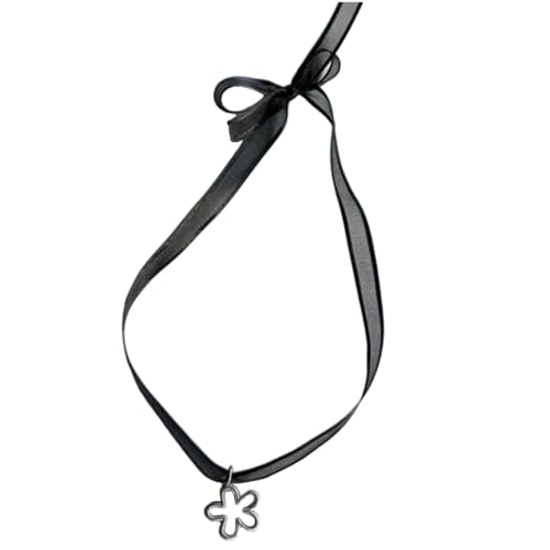 Greabuy Halsketten für Frauen, stilvolle schwarze Band-Halskette mit Stern, Herz, Blume, Anhänger, Charm, verstellbare Länge für Hunde von Greabuy