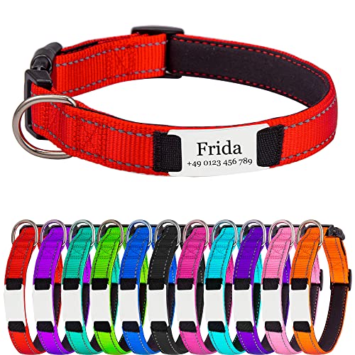 Hundehalsband für Große Hunde, Reflektierend Halsband aus Nylon mit Weichem Neopren Polsterung einstellbar Hundehalsbänder Personalisiertes Hundehalsbänder von Gredstar