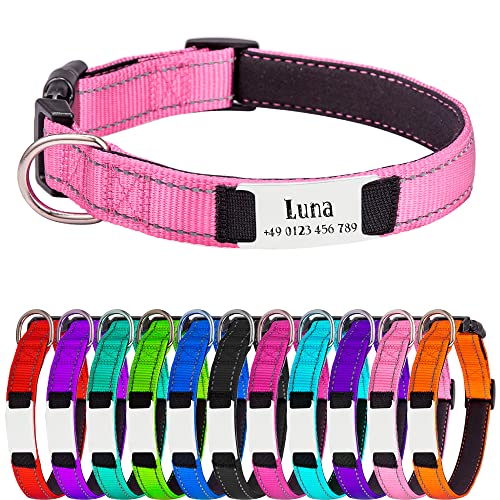 Hundehalsband für Mittel Hunde, Reflektierend Halsband aus Nylon mit Weichem Neopren Polsterung einstellbar Hundehalsbänder Personalisiertes Hundehalsbänder von Gredstar