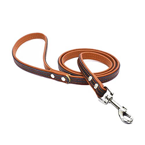 Leder Hundeleine 1,2m für Kleinere bis Größere Hunde,Leder Leine Laufleine Hundeleine mit Gepolsterten Griffen Trainingsleine (Braun, M(Breit 1,9cm, Länge 120 cm)) von Gredstar