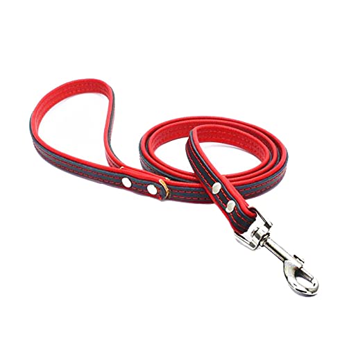 Leder Hundeleine 1,2m für Kleinere bis Größere Hunde,Leder Leine Laufleine Hundeleine mit Gepolsterten Griffen Trainingsleine (Rot, M(Breit 1,9cm, Länge 120 cm)) von Gredstar