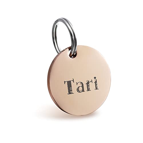 Rund Hundemarke mit Gravur Edelstahl Haustiere ID Tag Erkennungsmarke für Hundehalsband (Rose Gold,L) von Gredstar