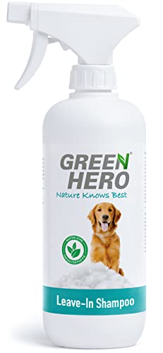 Green Hero Leave‑in Shampoo für Hunde 500 ml wie Trockenshampoo zur Reinigung ohne auswaschen natürliches Hundetrockenshampoo entfernt Schmutz Schnelltrocknend - Perfekt für die schnelle Reinigung von Green Hero