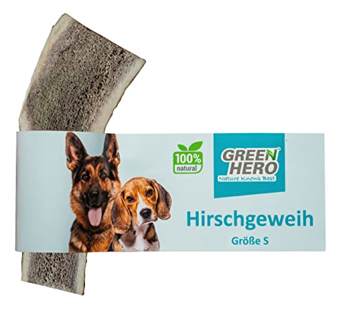 GreenHero Hirschgeweih Kausnack Größe S - 9 cm natürlicher und nachhaltiger Kauknochen aus Hirsch Geweih für Hunde langlebig zur Unterstützung von Kiefer und Zähnen von Green Hero