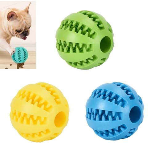 Green Hut Interaktives Hundespielzeug, 3 Stück, 5,1 cm, Hundespielzeug, Ball, langlebiges Hunde-Puzzle-Spielzeug, Zahnreinigung, Spender, Hundespielzeug, Feeder, Kau-Zahnreinigungsball, ungiftig, von Green Hut