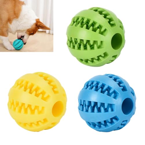 Green Hut Interaktives Hundespielzeug, 3 Stück, 6 cm, Hundespielzeug, Ball, langlebiges Hunde-Puzzle-Spielzeug, Zahnreinigung, Spender, Hundespielzeug, Feeder, Kau-Zahnreinigungsball, bissfester von Green Hut