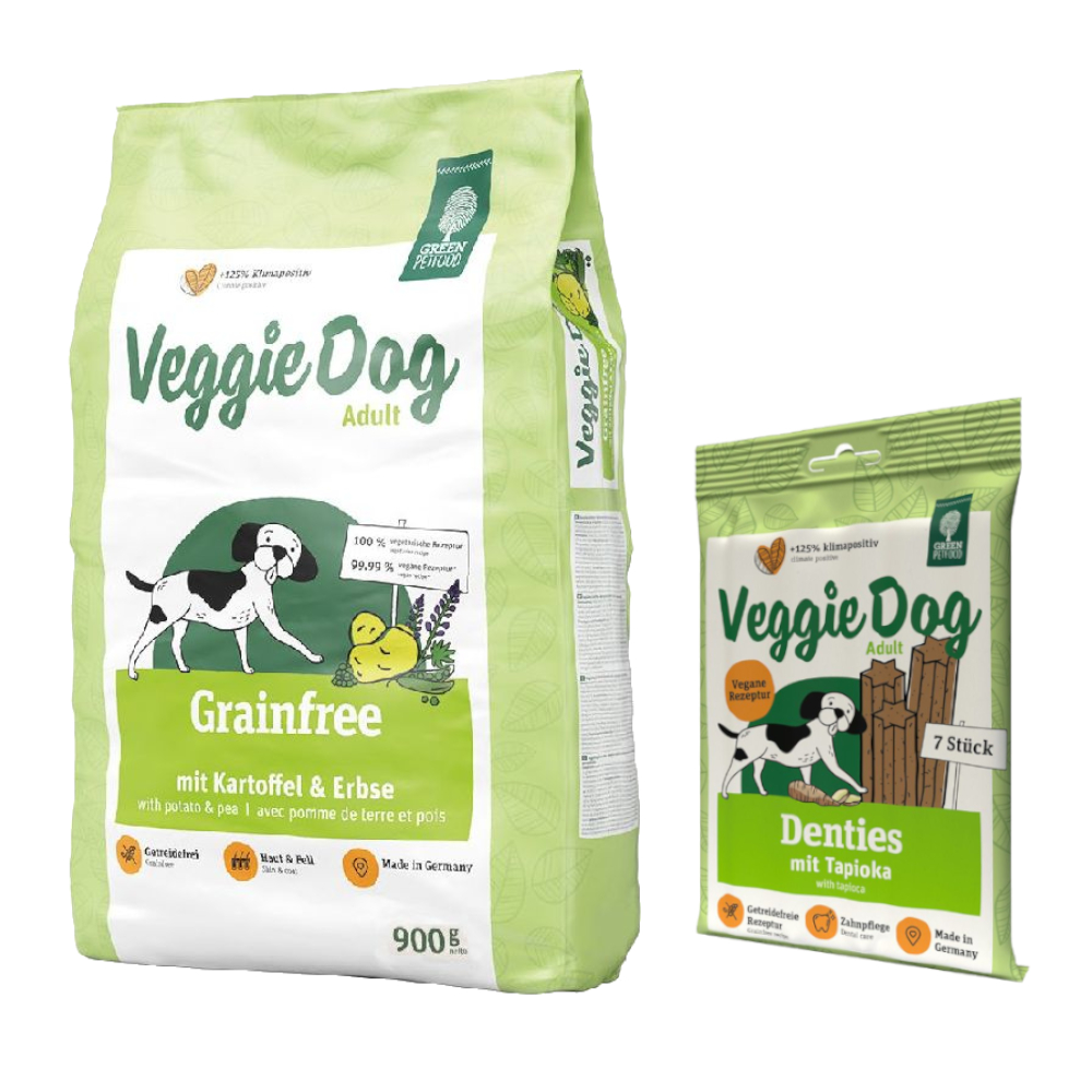 900 g Green Petfood + 180 g VeggieDog Denties Snack gratis! - VeggieDog Grainfree von Green Petfood