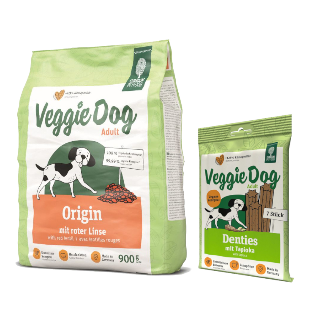 900 g Green Petfood + 180 g VeggieDog Denties Snack gratis! - VeggieDog Origin von Green Petfood