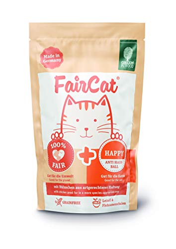 Green Petfood FairCat Happy (16 x 85 g) - Getreidefreies Katzenfutter, Katzennassfutter mit Tierwohl-Hühnchen, anti Haarballen, Nassfutter für Katze mit angenehmen Duft, 16er Pack von Green Petfood