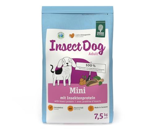 Green Petfood InsectDog Mini (1 x 7,5 kg) | Adult Mini | Premium Trockenfutter für ausgewachsene kleine Hunde | Insektenprotein als einziges tierisches Protein | weizenfrei | Hundefutter | 1er Pack von Green Petfood