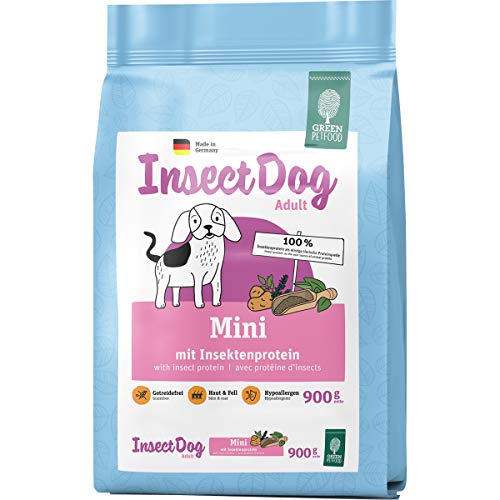 Green Petfood InsectDog Mini (1 x 900 g) | Adult Mini | Premium Trockenfutter für ausgewachsene kleine Hunde | Insektenprotein als einziges tierisches Protein | weizenfrei | Hundefutter | 1er Pack von Green Petfood