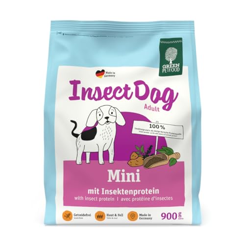 Green Petfood InsectDog Mini (5 x 900 g) | Adult Mini | Premium Trockenfutter für ausgewachsene kleine Hunde | Insektenprotein als einziges tierisches Protein | weizenfrei | Hundefutter | 5er Pack von Green Petfood