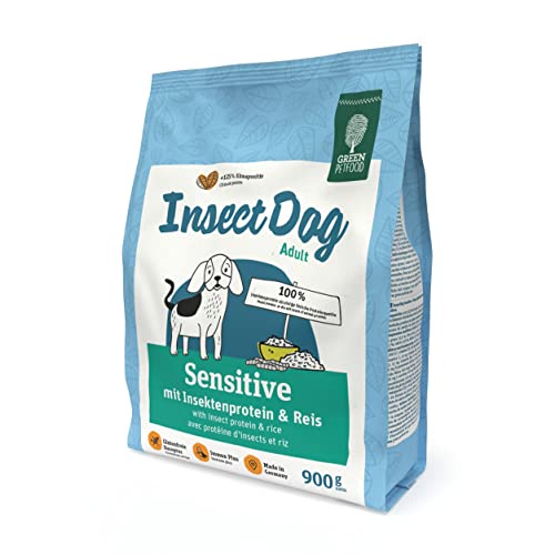 Green Petfood InsectDog Sensitive (5 x 900 g) | Adult | Premium Trockenfutter für ausgewachsene Sensible Hunde | Insektenprotein als einziges tierisches Protein | weizenfrei | Hundefutter | 5er Pack von Green Petfood