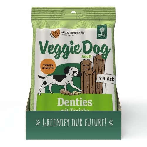 Green Petfood VeggieDog Denties (13 x 180 g) | Adult | Premium Kausnack für Hunde | Tapioka & Kartoffel | Leckerli, Snack & Zahnpflege in einem | vegan | getreidefrei | Ergänzungsfutter | 13er Pack von Green Petfood