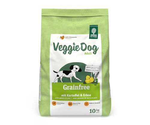 Green Petfood VeggieDog Grainfree (5 x 900 g) | Adult | Premium Trockenfutter für ausgewachsene Sensible Hunde | vegetarisch mit Kartoffel & Erbse | weizenfrei | nachhaltiges Hundefutter | 5er Pack von Green Petfood