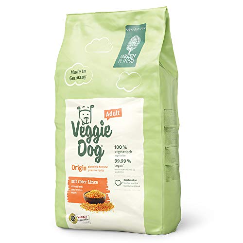 Green Petfood VeggieDog Origin (1 x 10 kg) | Adult | Premium Trockenfutter für ausgewachsene Hunde | 100% vegetarisch mit roter Linse | weizenfrei | nachhaltiges Hundefutter trocken | 1er Pack von Green Petfood